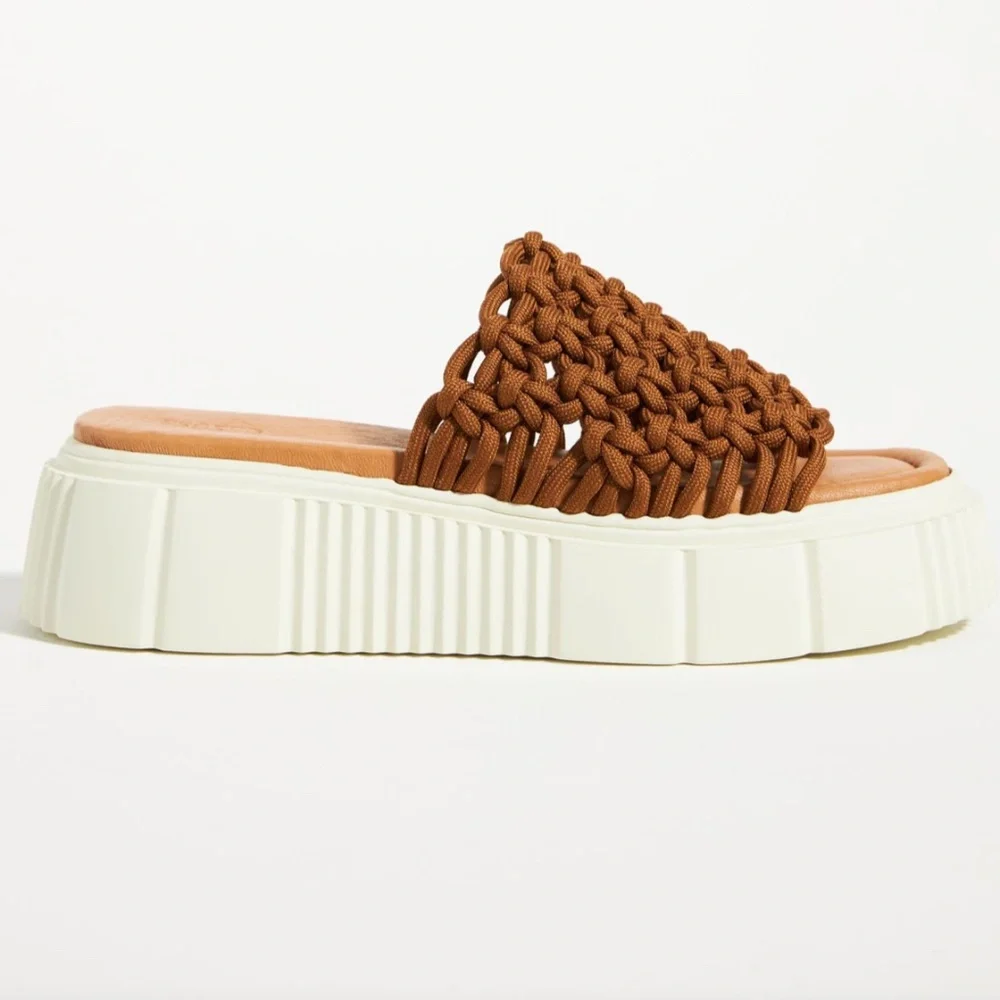 Anthropologie Maeve Crochet Robe Platform Sandal